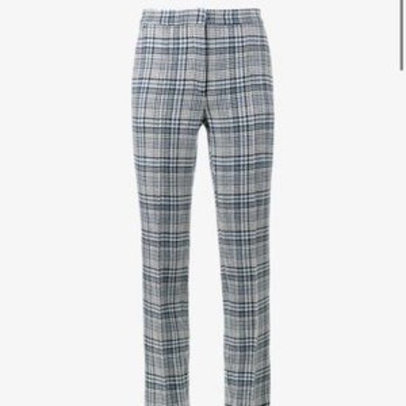 Blue cotton and wool blend Tartan High Waisted Trousers from Off-White. - Picture 7 of 9